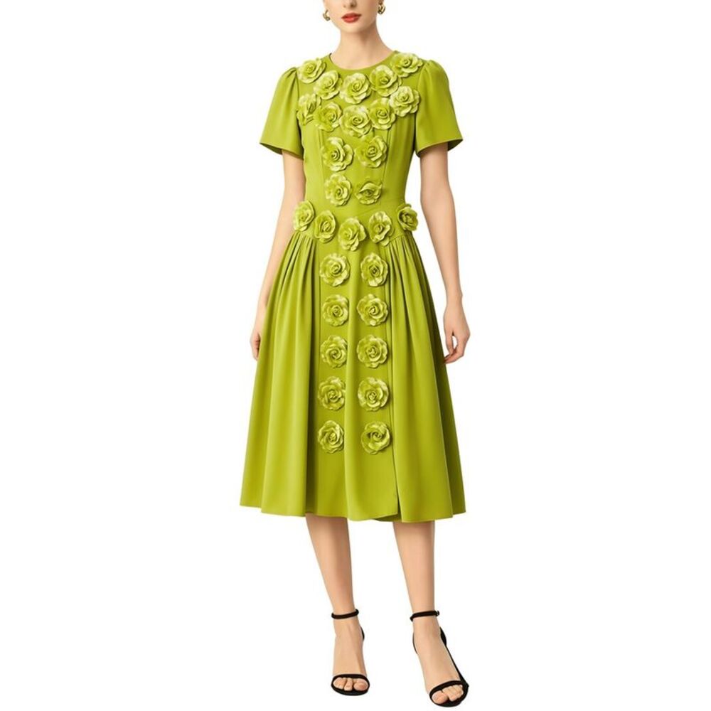Brc By Burryco Womens  Short Sleeve Midi Dress, Green
